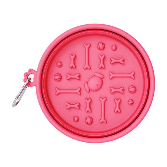 Foldable Pet Bowl Portable Slow Feeder Bowl with Suction Cups Non-Slip Silicone Collapsible