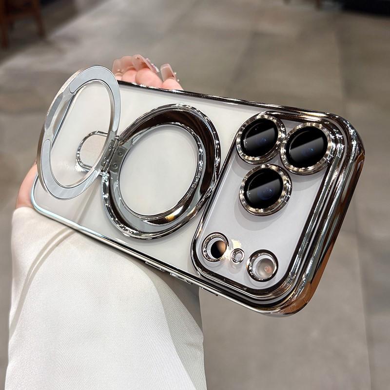 Plating Magnetic Ring Stand Case For iPhone 17 Air 16 15 14 Plus Pro Max Case Shockproof Wireless Charge For Magsafe Cover