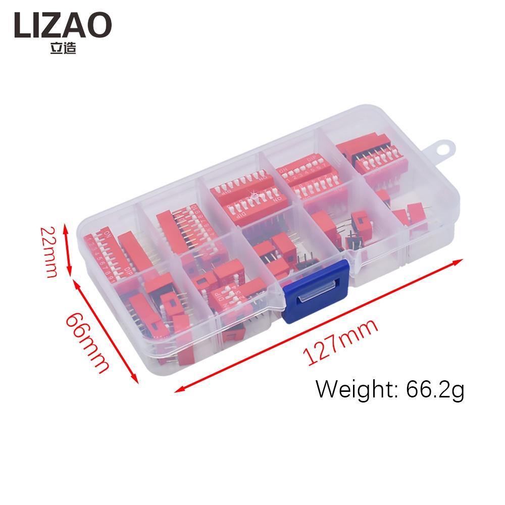 LIZAO DIP Switch Assorted Kit 1/1/1/1/1/6/7/8/11 Position 1.11mm Red Switches 1PCS Each