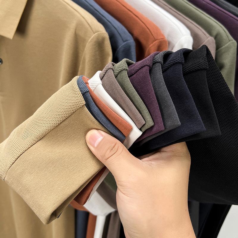 Spring and Autumn Men's Long Sleeve T-Shirt Casual Cotton Polo Shirt Men's Lapel High Sense Leading Clothes High-end