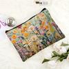 Floral Travel Cosmetic Bag (2D Flat Non-Embroidery) Fashionable Style Zipper Cosmetic Storage Bag, Portable Multi-Function Case