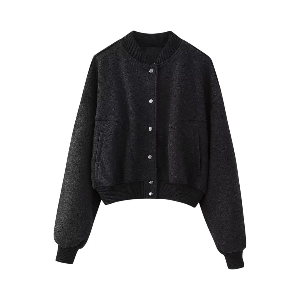 Women's Faux Suede Button Jacket Oversized Gathered Hem Short Length Coat Casual Vintage Outerwear With Pockets