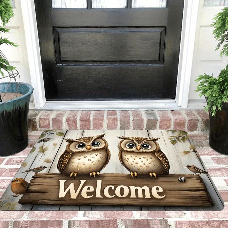 Cartoon Owl Welcome Entry Door Mat Foyer Anti Slip Decorative Entryway Carpet Cute Cute Fun Home Decoration