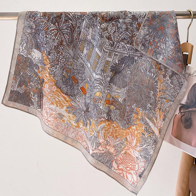 Fashion 70cm Cotton Square Scarf Women Floral Print Design Bandanas Lady Scarves Headband Accessories Handkerchief Hair