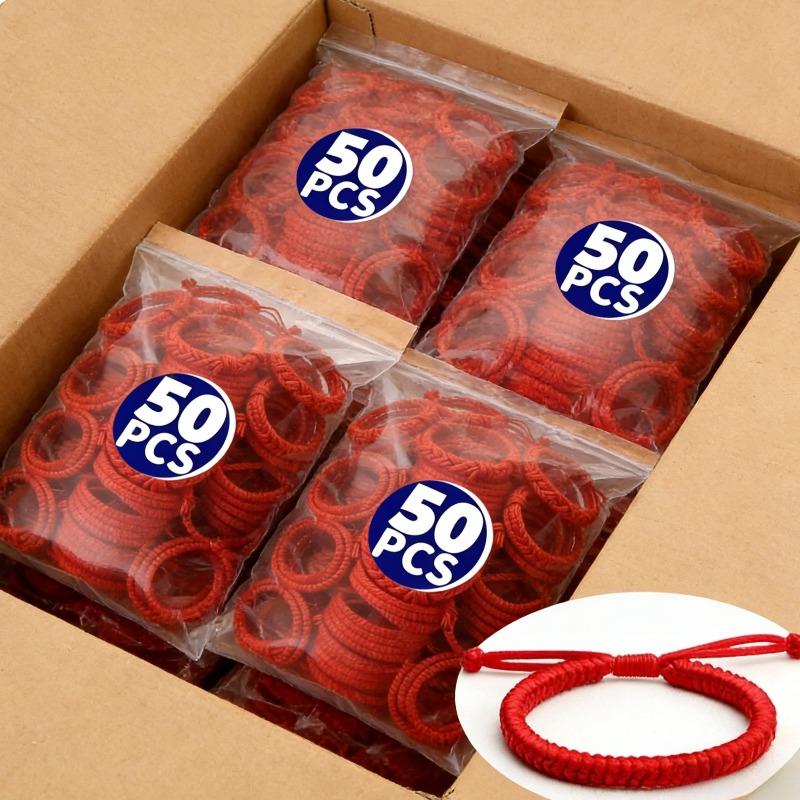 2-50pcs Diamond Knot Red Rope Bracelet Hand Woven for The Year of The Horse Zodiac Year Red Rope for Couples Handmade Jewelry