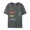 Eat Sleep Fish Repeat TShirt Printed Tops Tees For Men 100 Cotton Fall Fishing Printing Tops Shirt Prevalent