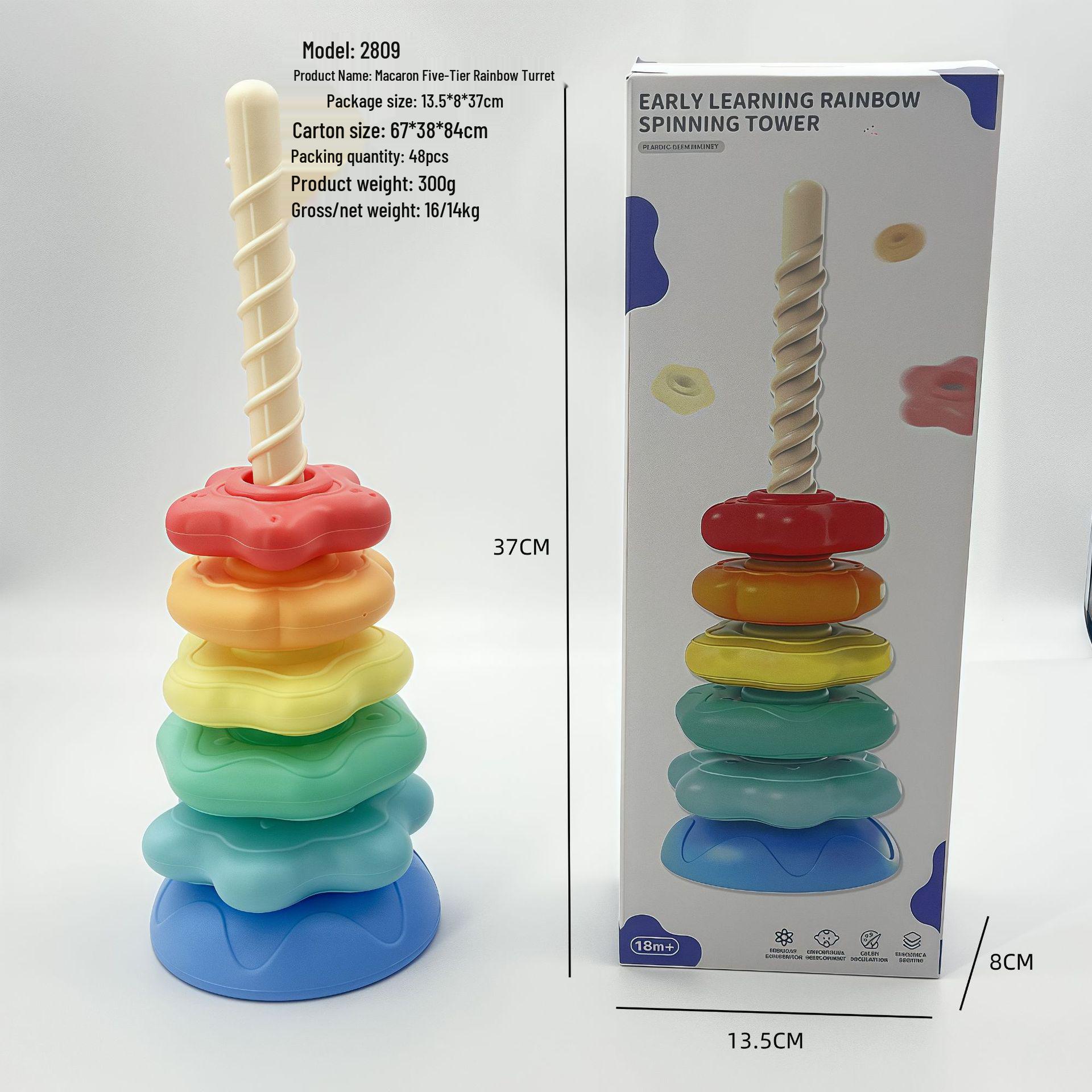 

Yiying Cognitive Rainbow Rotating Tower Toy for Toddlers - Educational Geometric Stacking & Spinning Rings