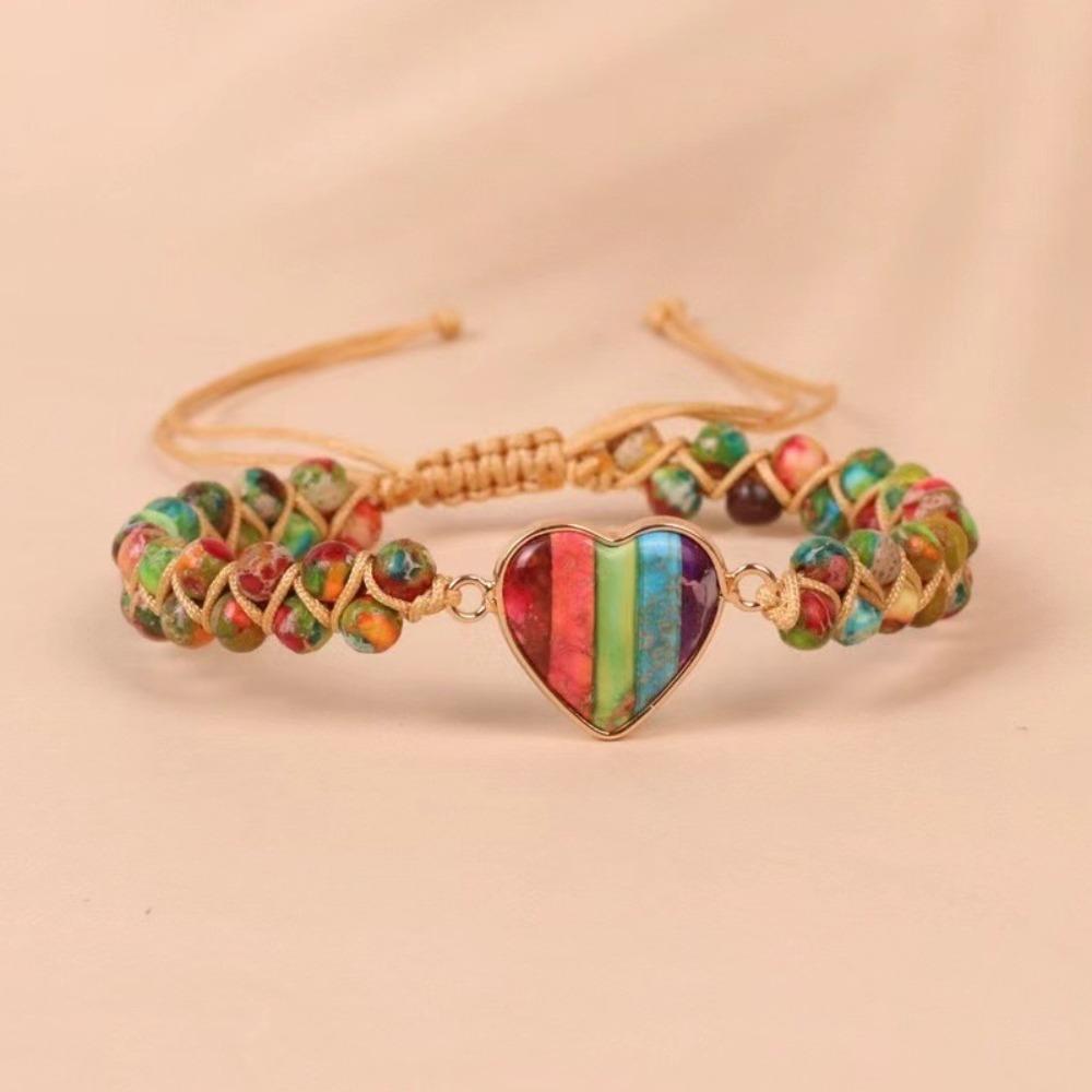 Hand Jewelry Bohemian Braided Bracelets Retro Heart Bead Bangle Beads Weave Bracelets  Girls