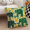Elephant and Flower Cushion Cover Natural Linen Double Sided Print  Throw Pillow Case for Sofa Couch Home Decor
