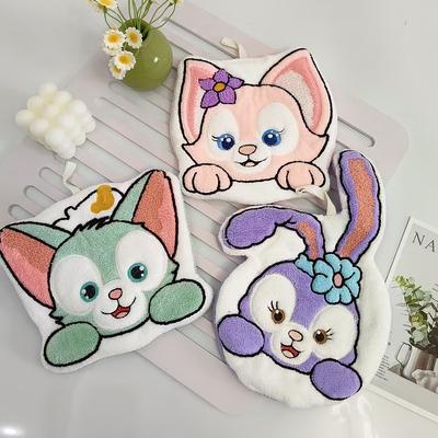Rabbit Fox Hand Towel Children's Cute Cartoon Dry Hand Towel Kindergarten School Small Towel Hanging Small Square Towel