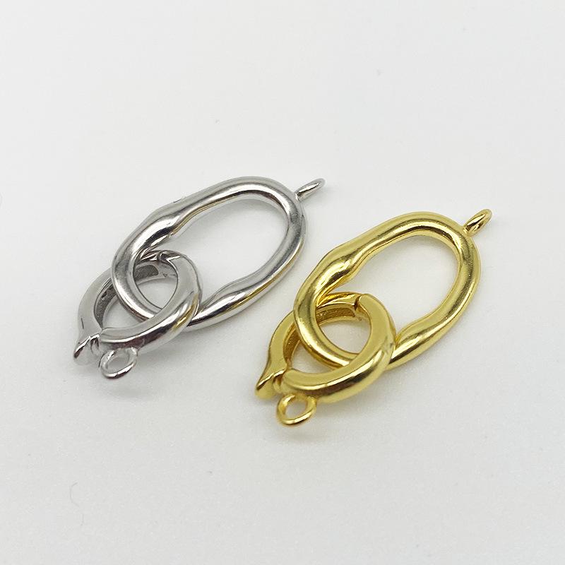 Yansheng S925 Sterling Silver Universal Clasp DIY Pearl Chain Necklace/Bracelet Connector Oval Buckle Accessory