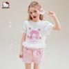 Melody Girls' Summer Outfit Stylish Children's Summer Clothes Girls' Summer Short-Sleeve T-Shirt and Shorts Two-Piece Set Trendy