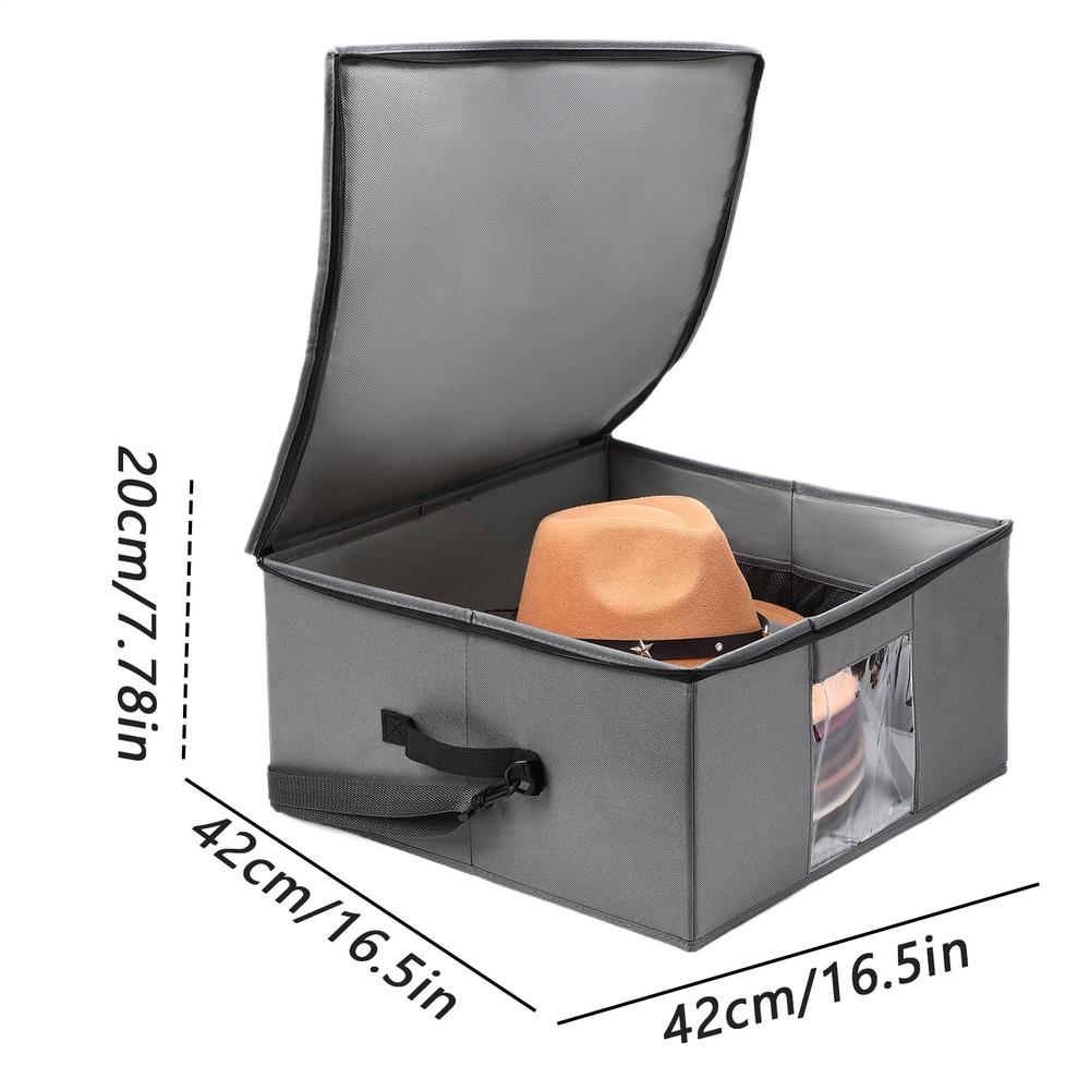 Hat Case Hat Storage Bag with Carrying Handles Portable Caps Storage Holder Box for Wardrobe Home Bedroom Indoor Outdoor серый