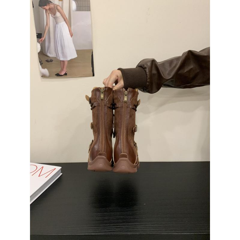 

2025 new Martin boots women s retro matte medium tube short boots zipper tooling boots 40 темно-коричневого