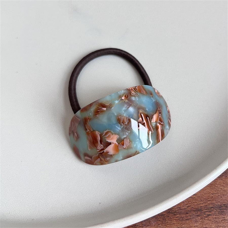 New Oval Acetate Geometric Semicircle Buckle Hair Rope Temperament Practical Elastic Rubber Band Ponytail Head Rope Female