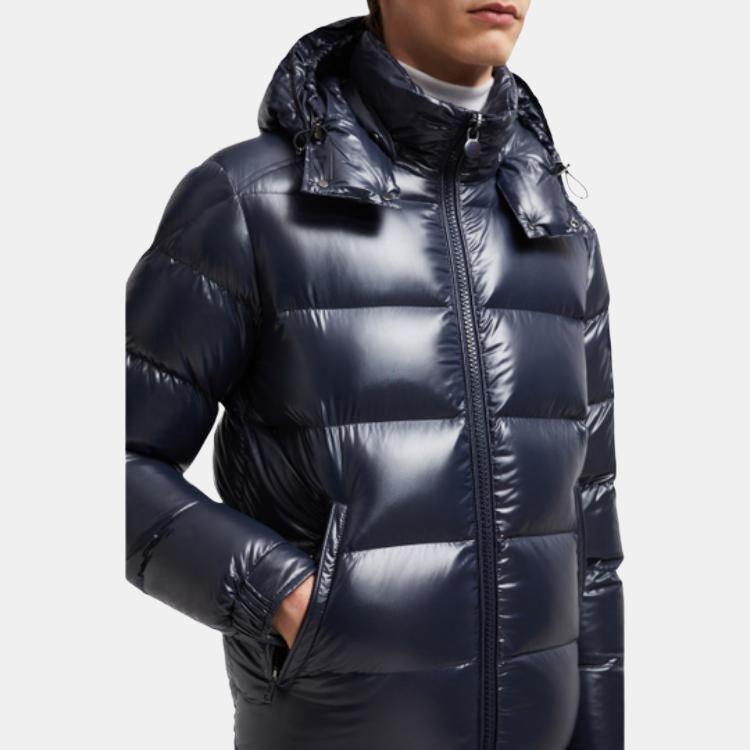 Moncler Maya Hooded Short Down Jacket Down Jacket Unisex Marine Blue K20911A5360068950742