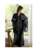 Sweet Satin Open-Front Robe: Deep V, Light Luxury, Tie-Waist, Wide Sleeves Homewear.