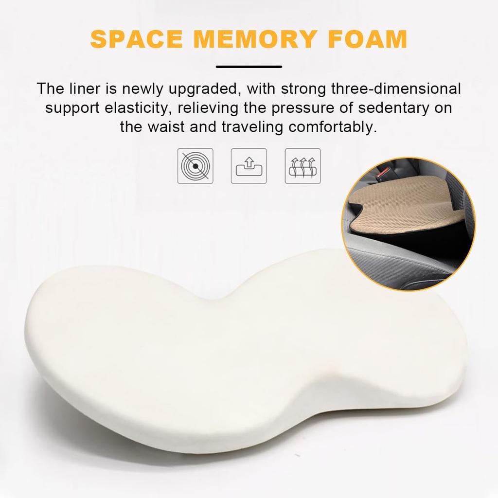 Car Seat Cushion, Auto Memory Foam Wedge Seat Pad, Sciatica Tailbone Low Back Pain Relief Pillow For Driver, Breathable Non Slip Orthopedic Support