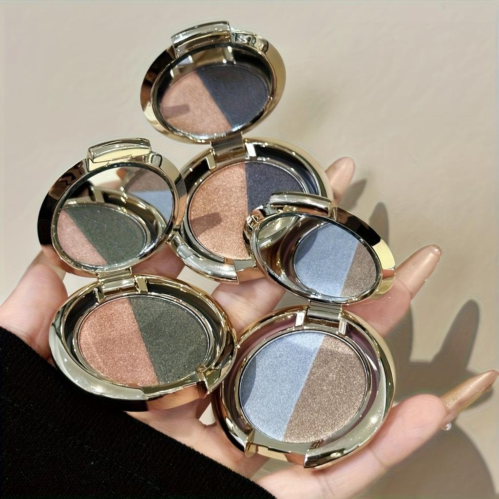 Zweifarbiger Lidschatten Schimmer & Smoky Braun/Blau-Schwarz Mehrfarbige Lidschattenpalette - Nass-/Trockenformel, Langanhaltender wasserfester & schweißfester Lidschatten