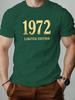 1972 Limited Edition English Letter 3D Printed T-shirt Summer Fashion Round Neck Top Men's Casual Sleeved Clothing