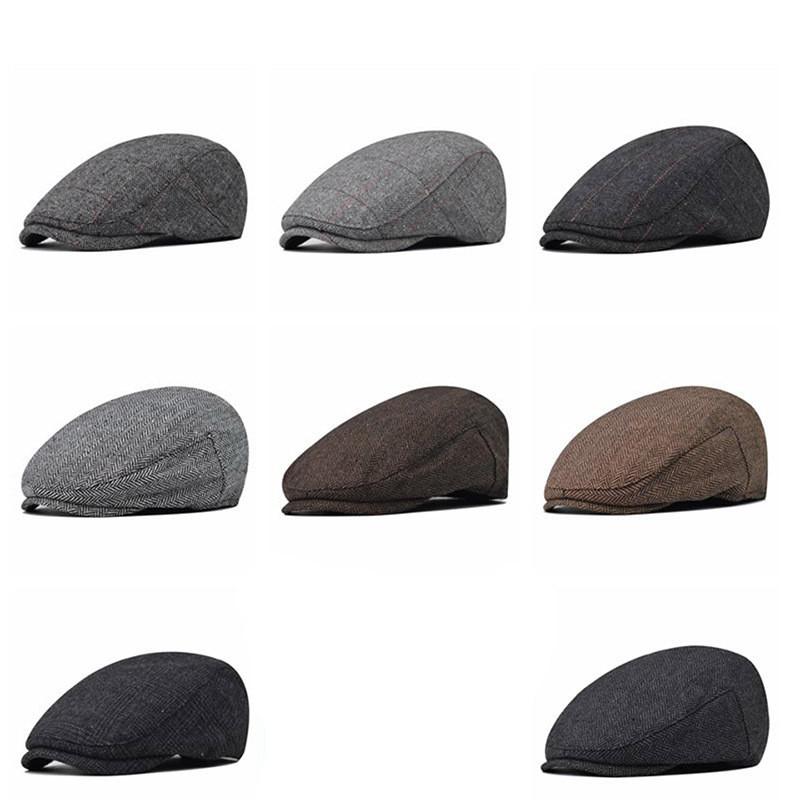 Pattern Cotton Lattice Beret  Hat For Men With Adjustable Casual Outdoor Travel