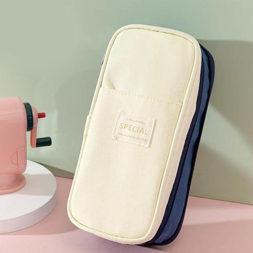 Diagonal Simple Student Pen Bag Color Blocked Macaron Pencil Case Storage Pencil Bag  Boy Girl Kid