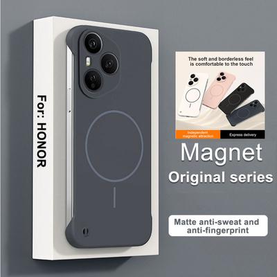 Hüllen für Honor 400 Pro Magnetischer rahmenloser stoßfester Hartschalenkoffer für Honor 400 400Pro Kabelloses Laden Matte ultra-dünne PC-Abdeckung