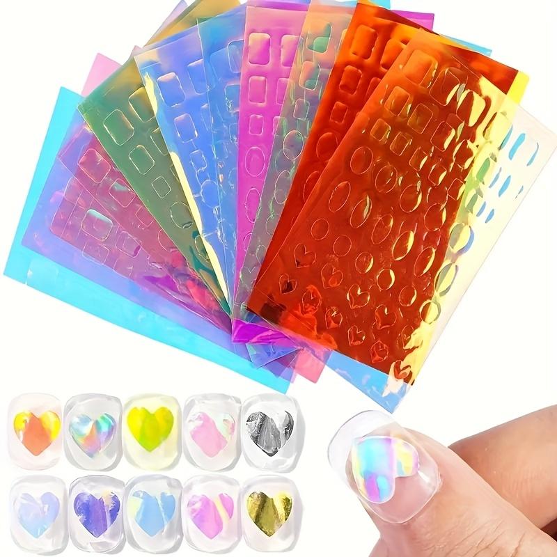 11pcs/Set Aurora Glass Foil Transfer Nail Art Stickers Kit, Self-Adhesive Colorful Nail Decals Reflective Laser Nail Paper for Nail Beauty Decoration