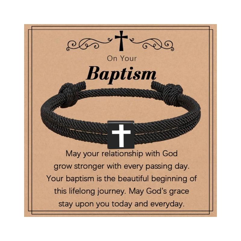 JYL TS Bracelet Men Braided  Cross Charm Safeguards Journey & Stability