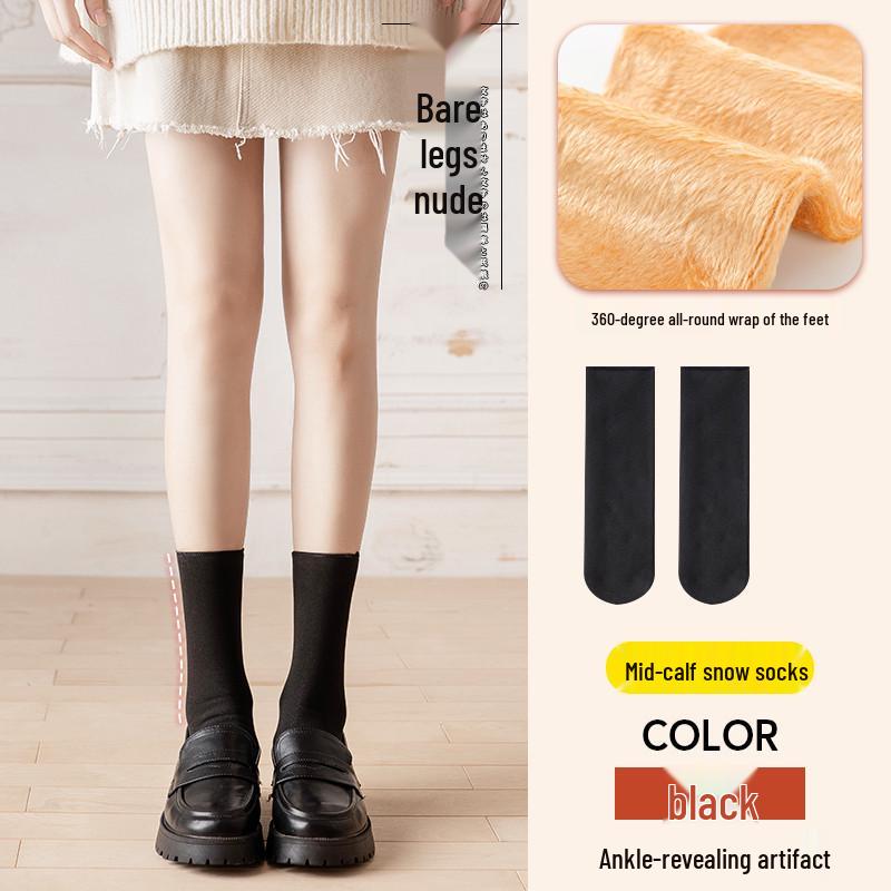 

Women s Fleece-Lined Mid-Calf and Over-the-Knee Warm Winter Socks One Size: Unisex, Fleece-lined, Thickened
