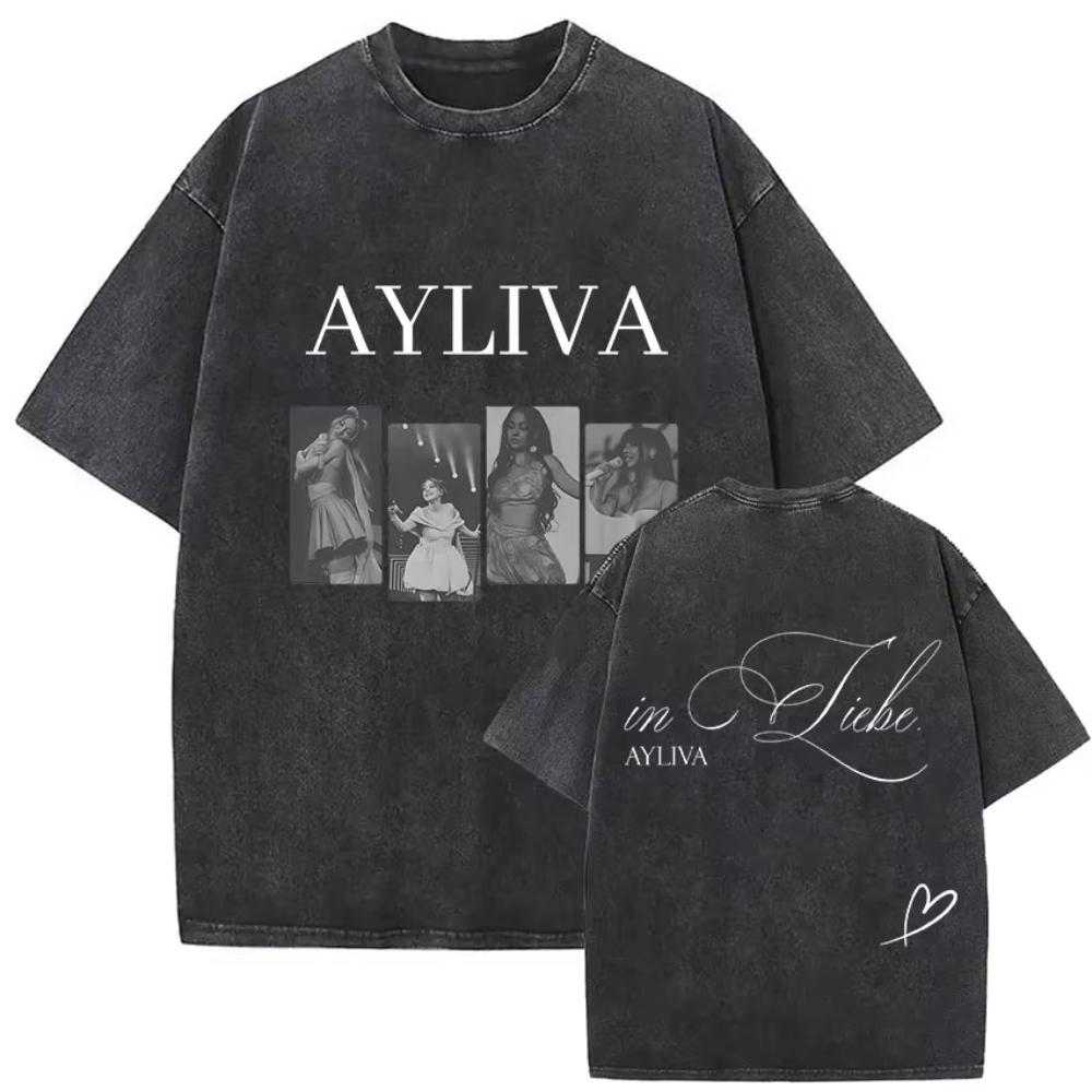 Cantante Die Ayliva Tour Fan Merch Magliette Uomo Donna Album Musicale Hip Hop T-shirt a Maniche Corte T-shirt in Puro Cotone Streetwear