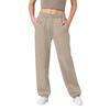 Women's Wide Leg Sports Pants Yoga Straight Mid-Rise Drawstring Elastic Low-Waist Clothing With Pockets