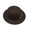 British Style Chain Solid Color Flat Top Top Hat Female And Male Gentleman Belt Buckle Large Wide Brim Retro Classic Jazz Hat
