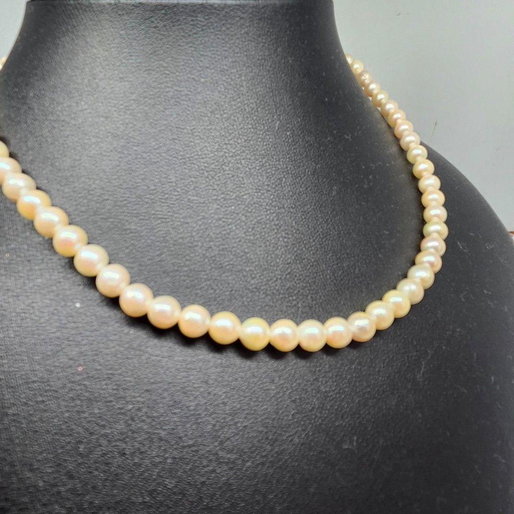 Used Genuine Pearl Necklace Necklace Perl School Mama Ladies Accessories White Silver Metal Fittings Real White