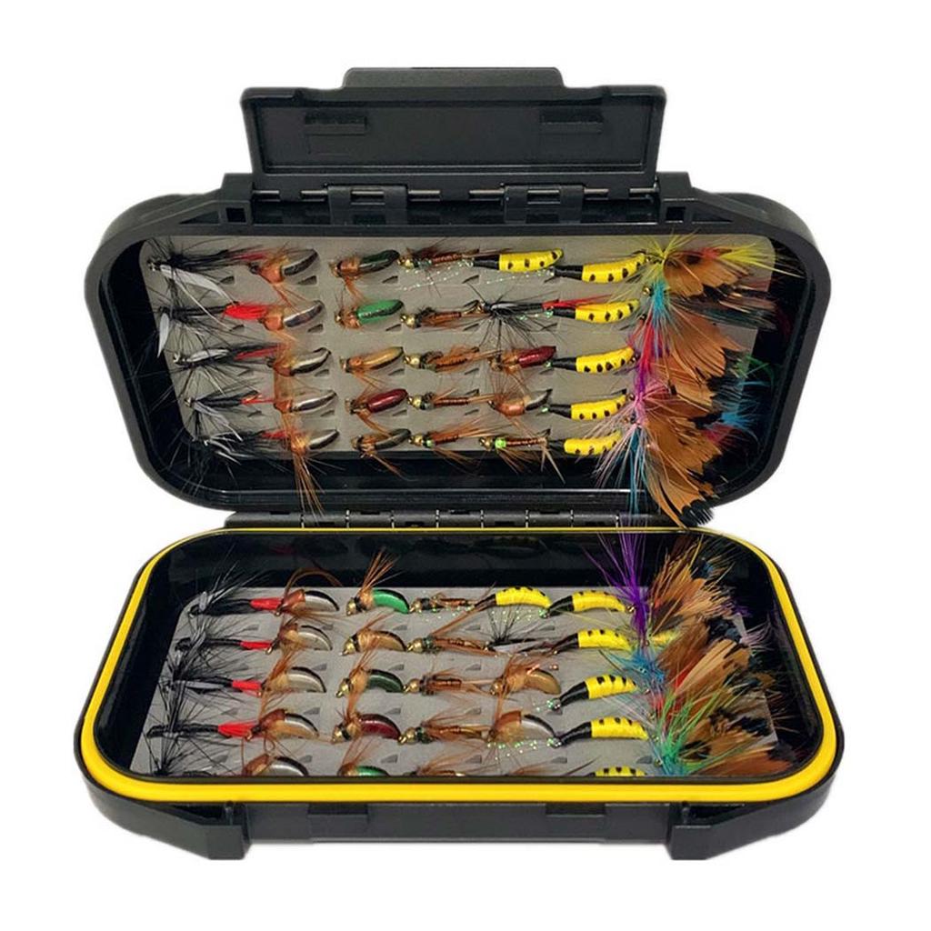 24-72Pcs Artificial Insect Bait Set, with Dry/Wet Flies, Fly Fishing Flies Kit, Fly Assortment Trout Bass Fishing Baits Lures with Fly Box