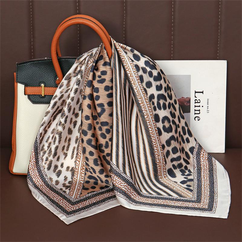 Fashion Leopard Print Silk Hairbands Scarf Women 2026 New Elagant Bandana Neck Kerchief Head Bands Foulard Female Scarfs