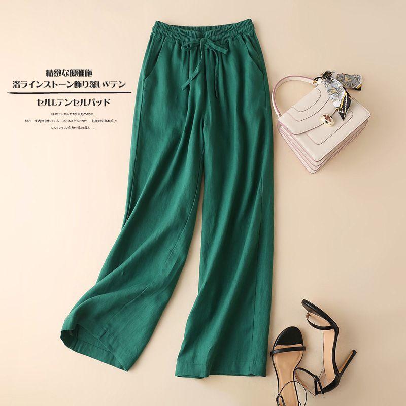 Summer Cotton and Hemp Thin Wide Leg Pants for Women Large Size Loose Sagging High Waist Straight Leg Pants for Children