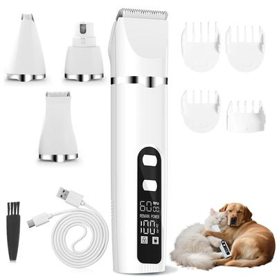 Sazuik Pet Clippers for Dogs and Nail and Full Body Quiet Operation with LCD USB Electric Animal Includes Japanese Instruction Manual Silver Cats,