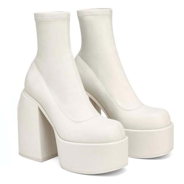 Platform Boots Woman Large Size Short Boots Women's Square Head Waterproof Table High Heel Fashion Thick Soled Women's Boots