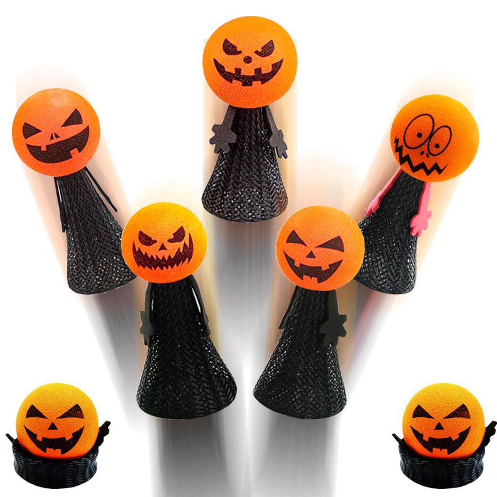 10pcs Funny Bouncing Jumping Pumpkins Doll Spring Birthday Party Decor for Kids Toy Finger Doll Halloween Toy Decoration