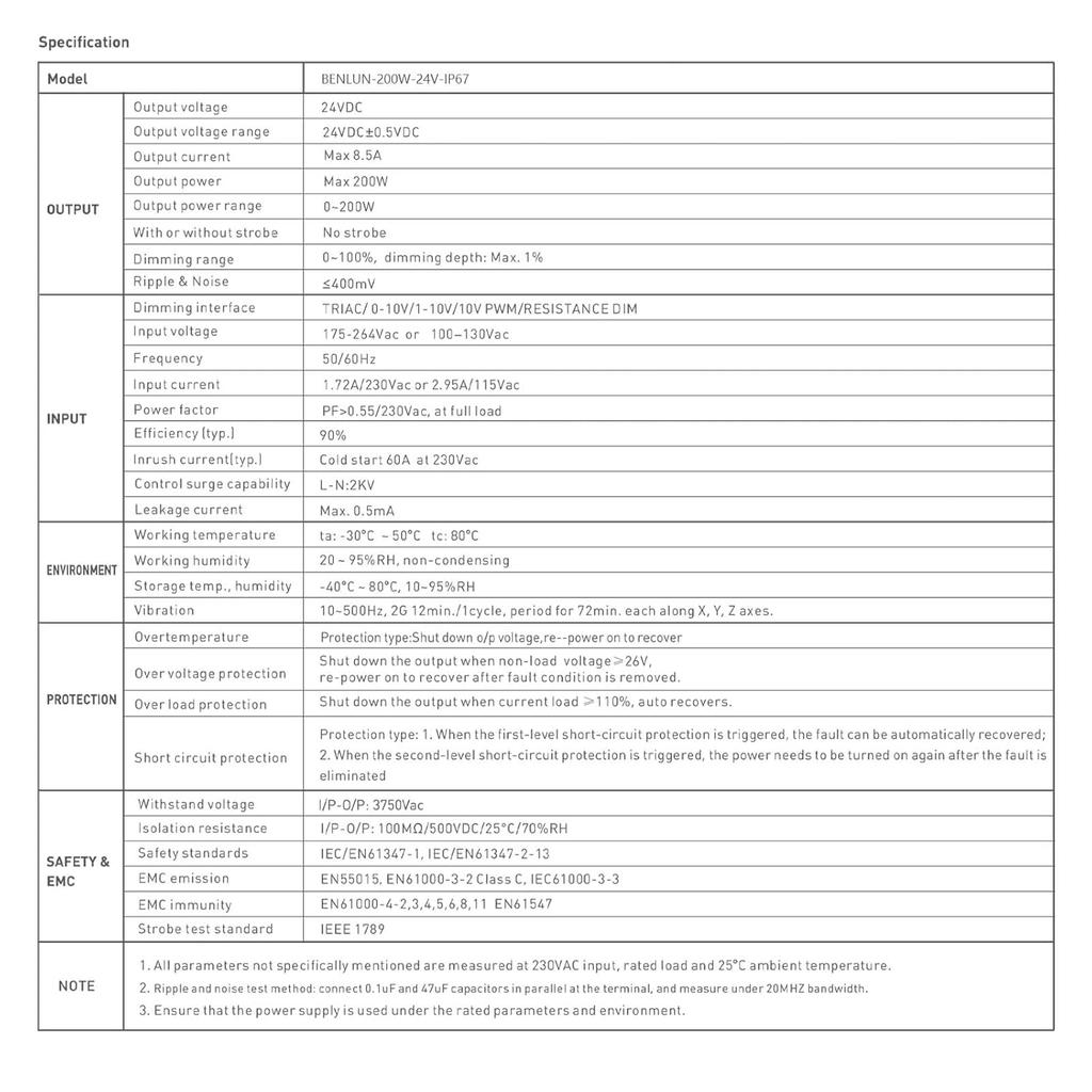 Constant Voltage 24V 200W 8,5A Dimmable LED Driver, Waterproof IP67 Transformer, AC 110V Triac Power Supply, LED Adapter for LED Light, Computer