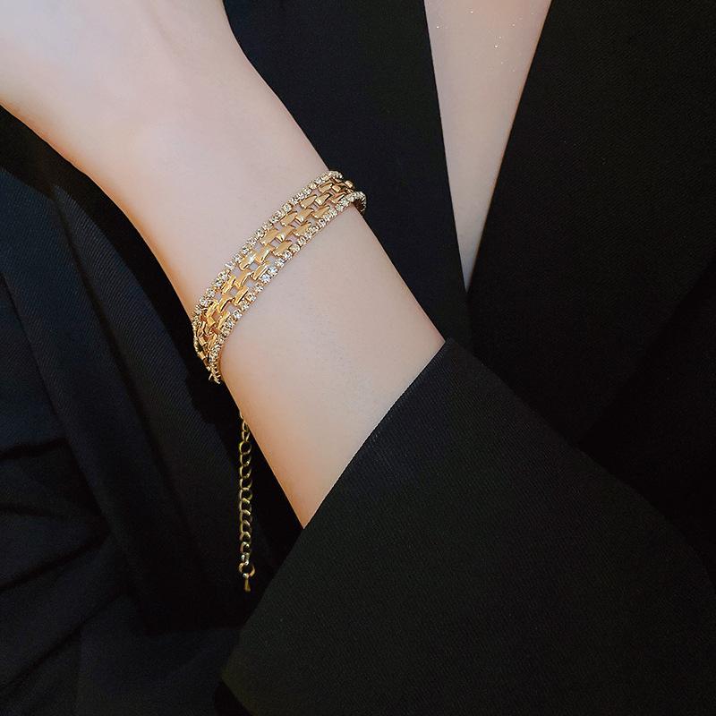 

Геометричний браслет з діамантами Модний золотий браслет золотий