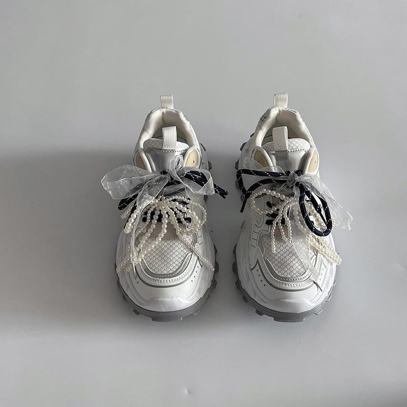 Mesh Lace-up Dad Shoes Women 2025 Spring and Summer New Retro Sports Casual Shoes Fashion Thick-soled Thin Shoes