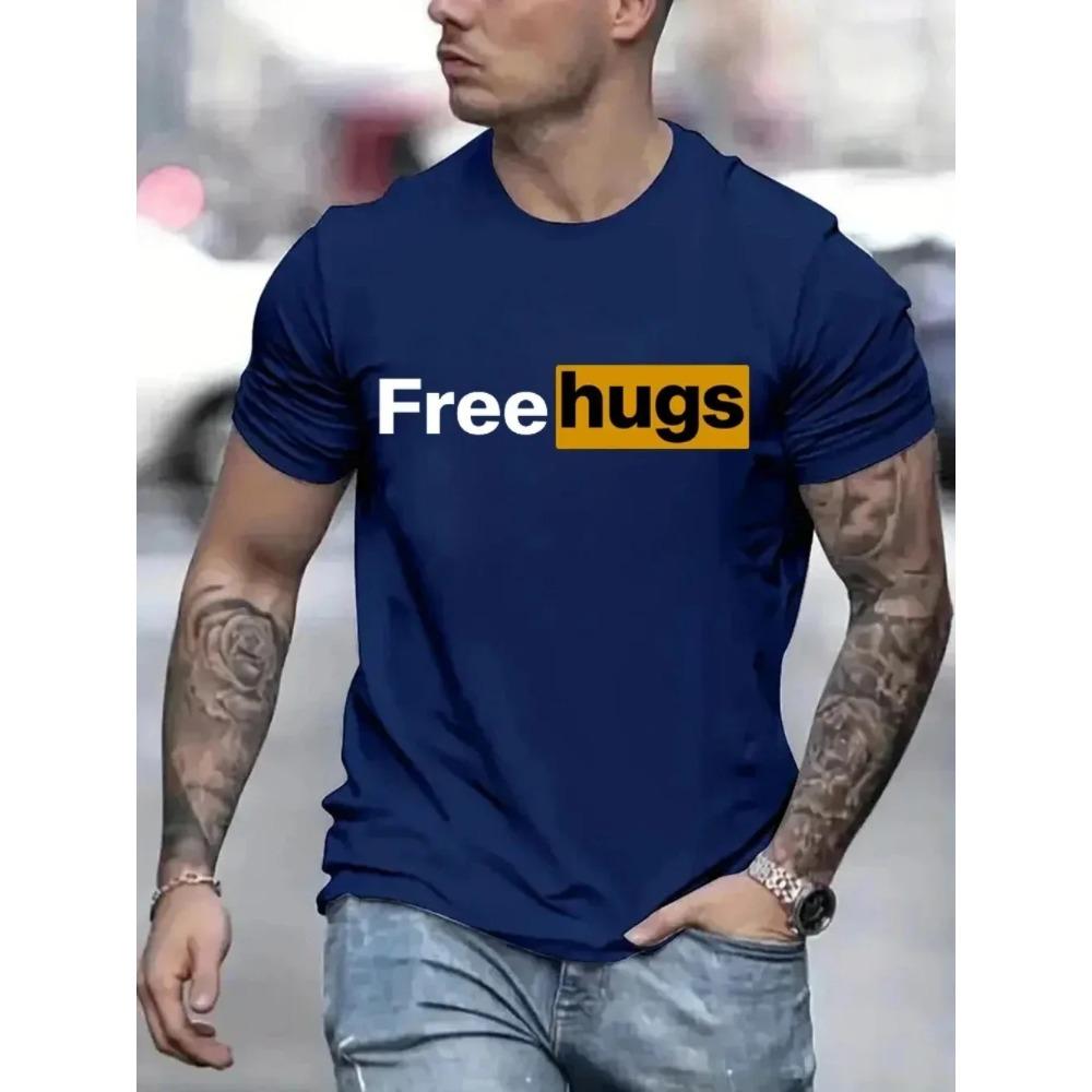 T-shirts décontractés pour hommes Imprimé Free Love T-shirt d'été à col rond pour hommes Vêtements Haut à manches courtes T-shirt Drôle Streetwear T-shirt