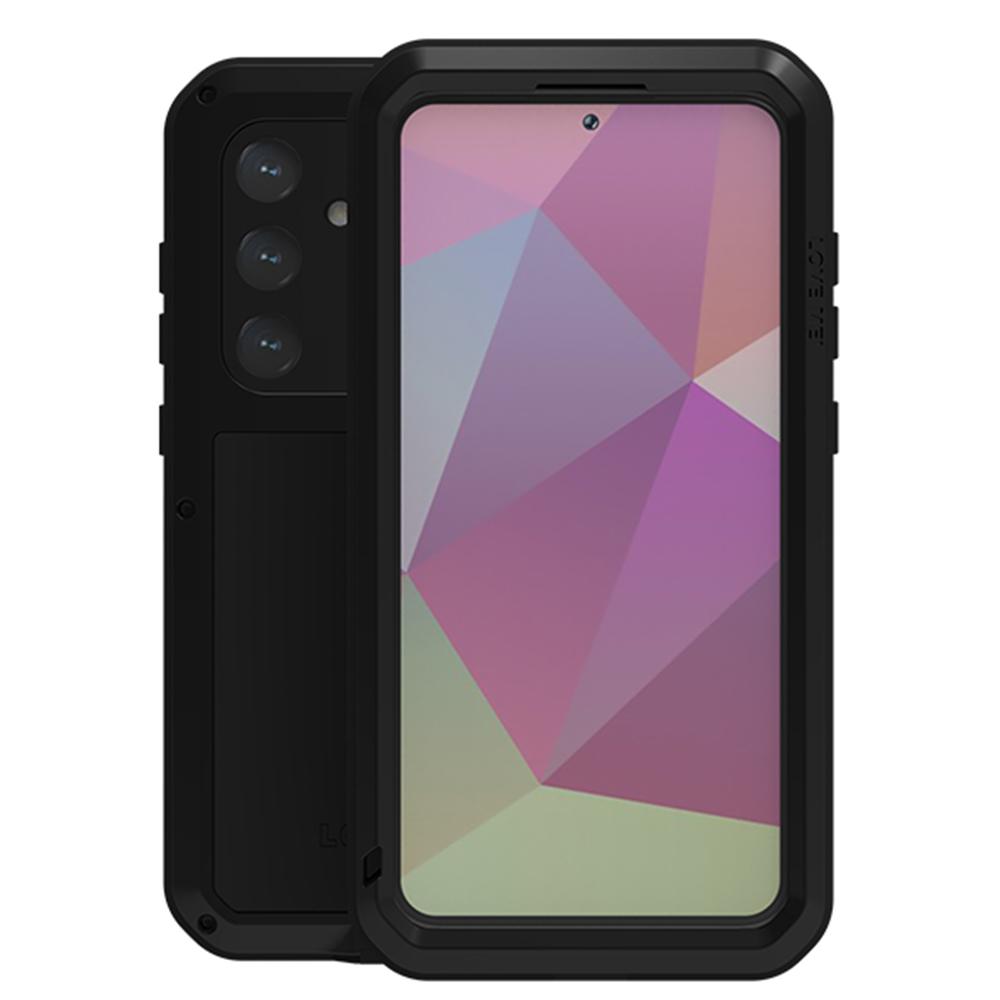 

LOVE MEI Для Samsung Galaxy S24+ Чехол Пленка из закаленного стекла Металлическая+Силиконовая накладка Black