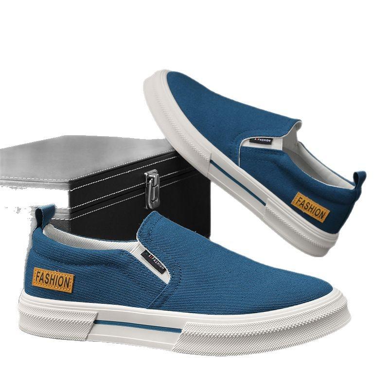 Pohodlné a prodyšné plátěné boty s kulatou špičkou, ležérní, pro každodenní nošení, módní trend, krytí chodidla, jednobarevné, platforma, pánské plátěné boty