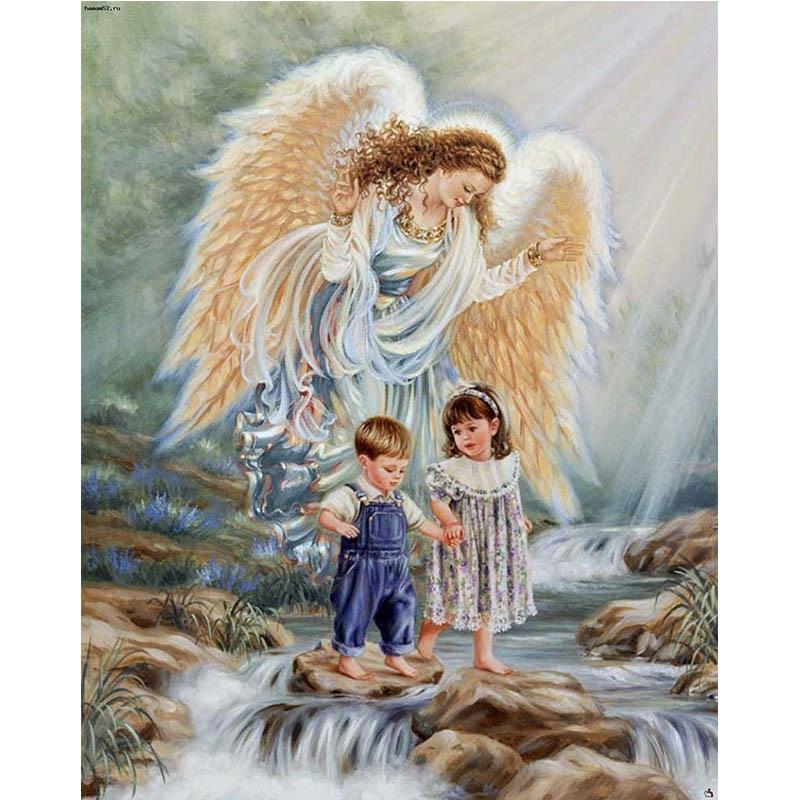 DIY 5D Diamond Painting Angel Guarded Diamond Embroidery Cross Stitch Full Round/Drill Rhinestones Home Decor Manual Gift