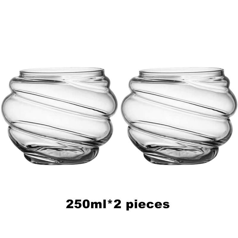 2pcs 250ml Creative Glass Cup Heat-resistant Wave Cup Beer Juice Ice Coffee Cups Cocktail Fruit Glass Coffee Mug Drinkware 250ml