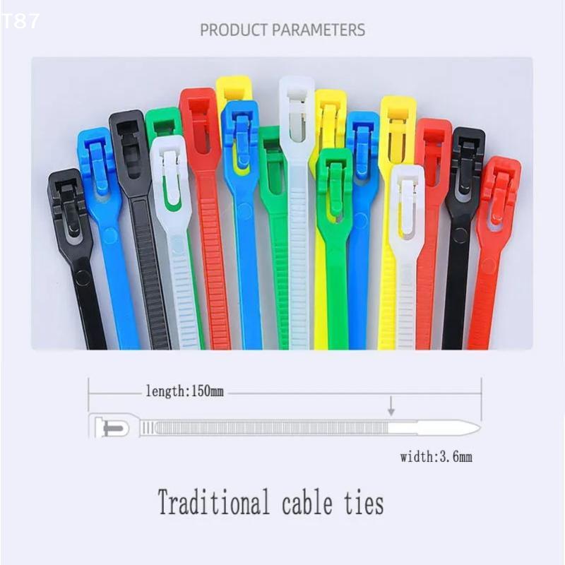 100 Peças Abraçadeiras Reutilizáveis Laço de Travamento de Cabo Laços de Nylon Removíveis Recicláveis Cores Misturadas Preto Branco Abraçadeiras