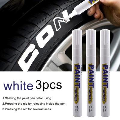 3 peças caneta de tinta branca marcadores de tinta à prova d'água pneu de carro conjunto de caneta de tinta à base de óleo secagem rápida e permanente